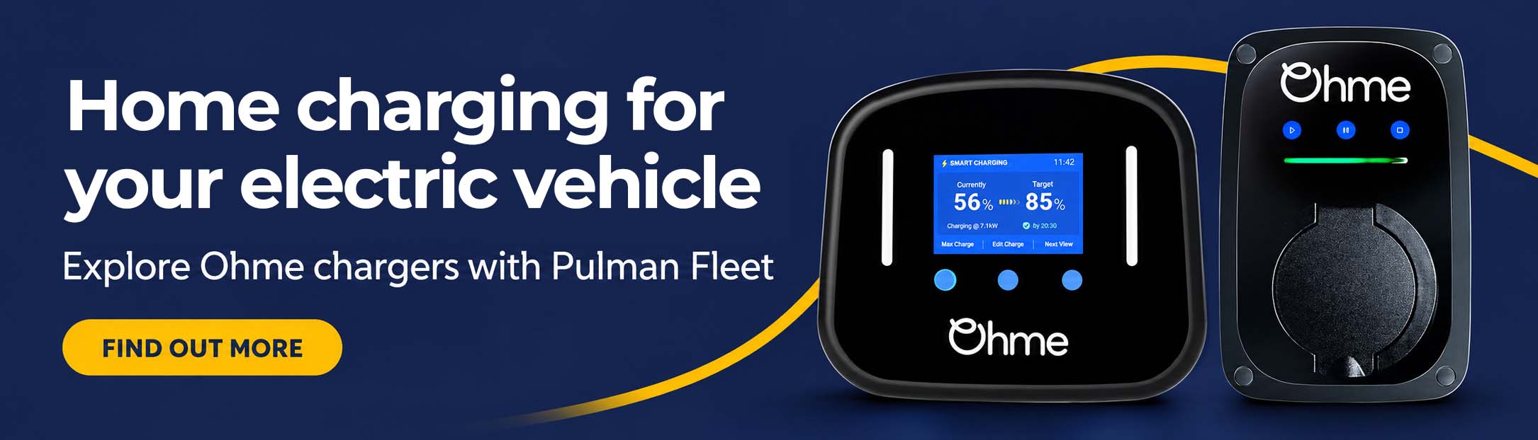 Home charging for your business EV. Explore Ohme chargers with Pulman Fleet.