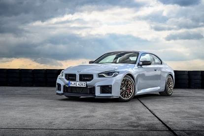 Grey BMW M2 CS outside on a track