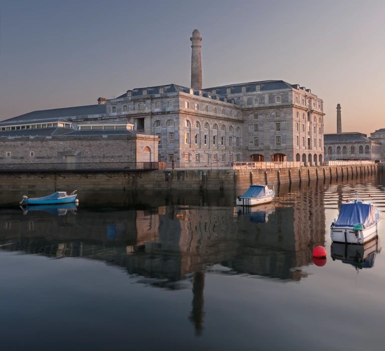 royal william yard in plymouth at sunset