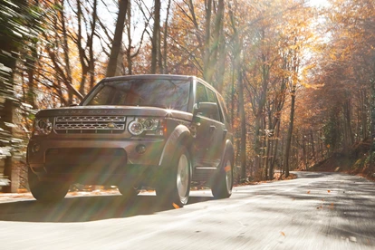 Land Rover Discovery on the road.