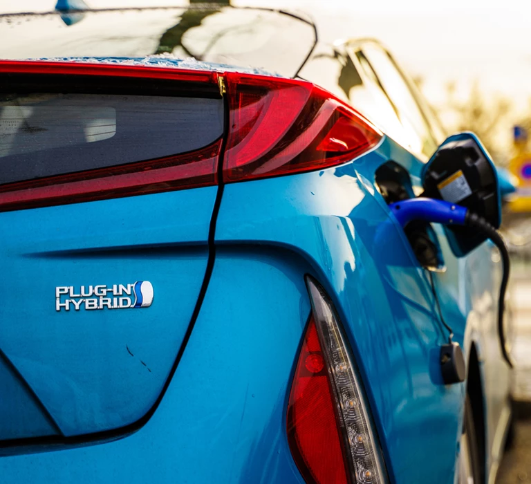blue plug in hybrid car